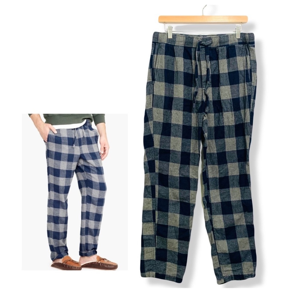J. Crew Flannel Pajama Pant in Blue and Gray Buffalo Check Size Medium